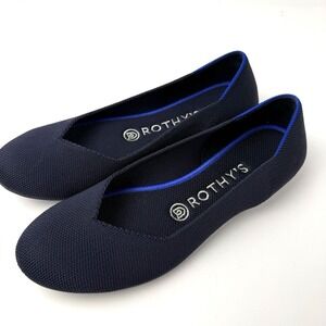 Rothys Womens Round Toe Ballet Flats Size 7 Navy Blue Slip On Shoes